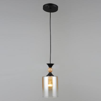 Подвес N5347/1HQ BK+WOOD черный 1х40W E27 d120 h800, QH22
